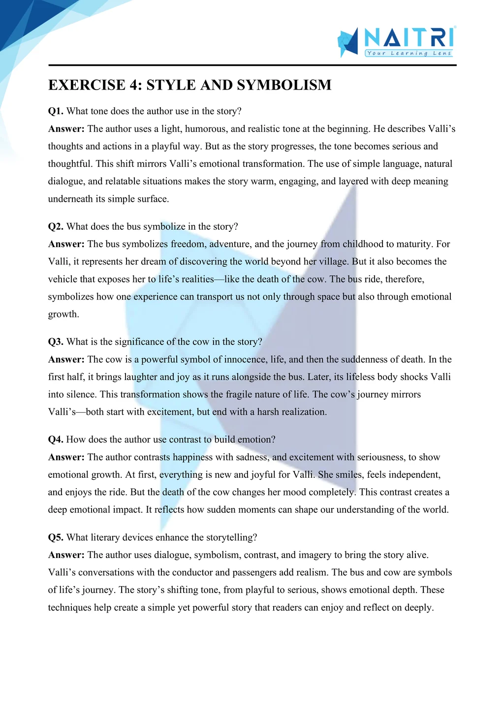 ncert solutions for class 10 english first flight chapter 7 - madam rides the bus part 4